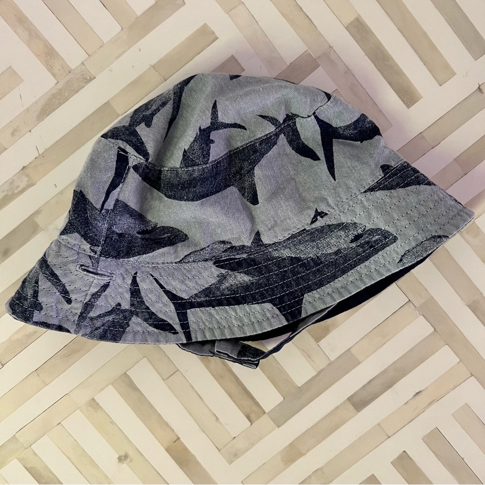 CARTERS Blue Shark Cotton Bucket Hat, 12-24mo